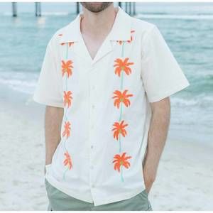 NEW TELA tropicana men's shirt in white